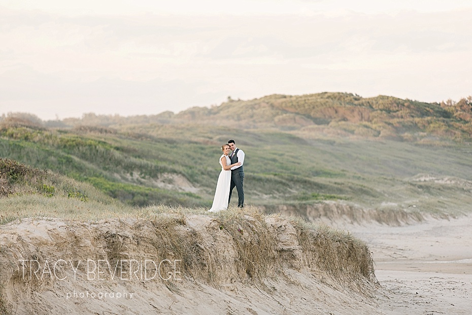 Melissa and Jono Caves beach hotel wedding photographer